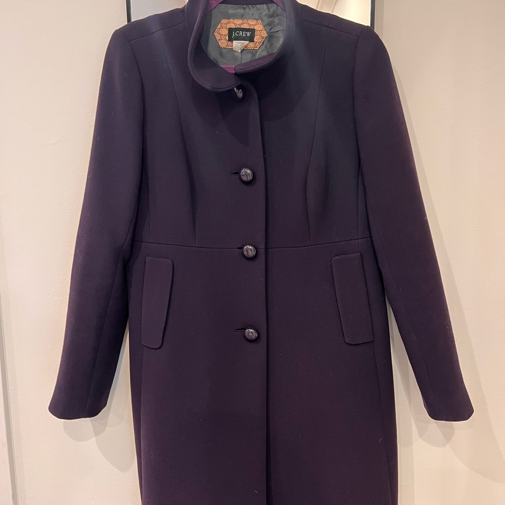 J. Crew Women's Dark Purple Broadcloth Coat